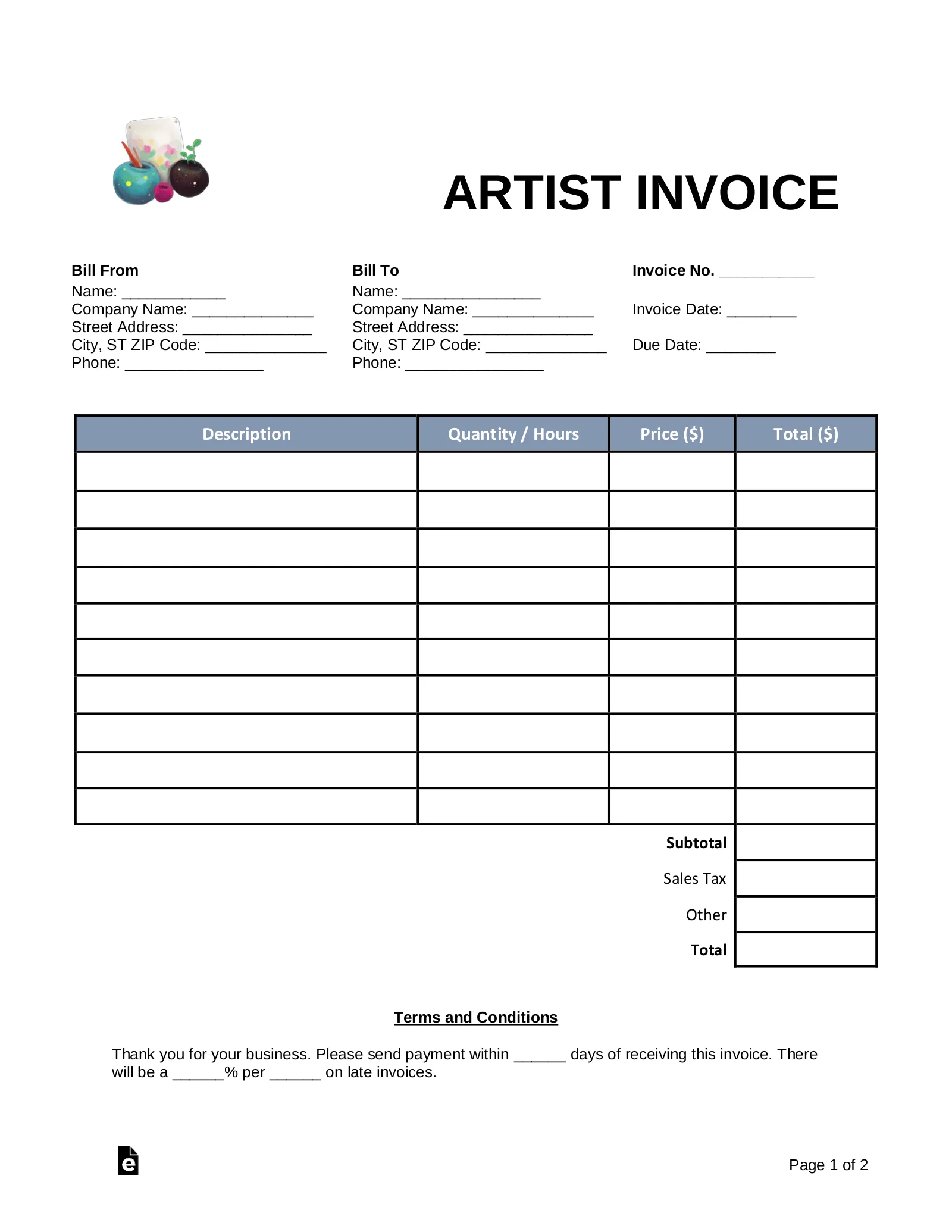 Art Conservation Work Invoice Template art conservation work invoice template