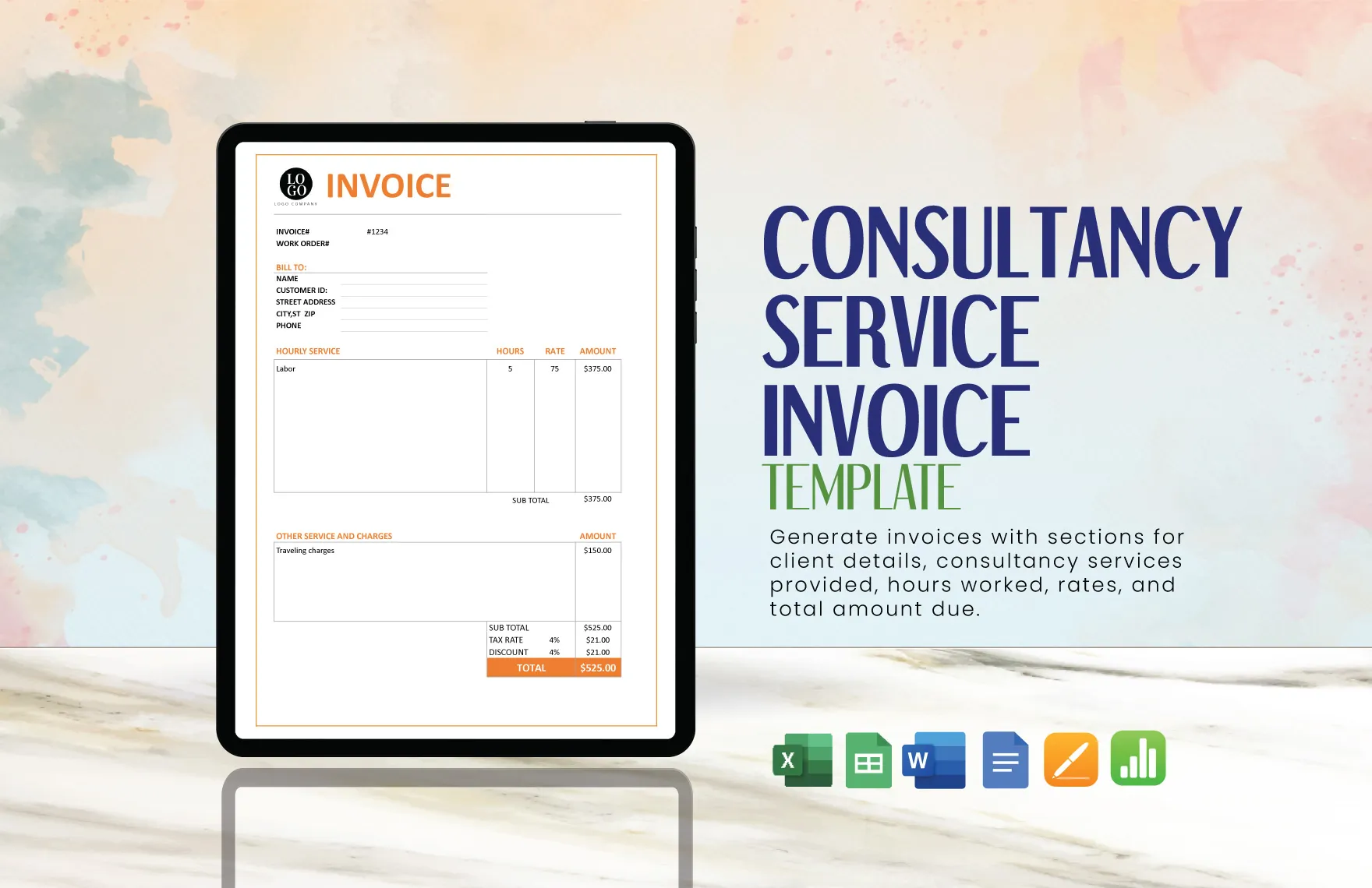 Consultant Phone Call Invoice Template Editable consultant phone call invoice template