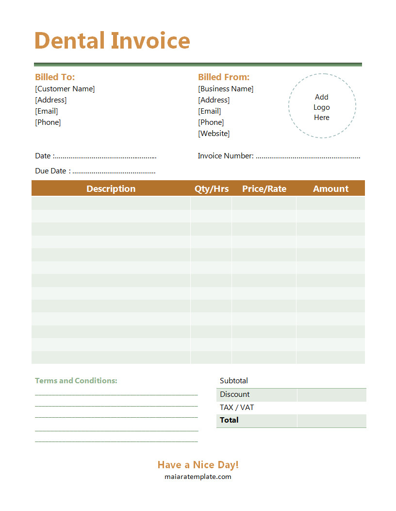 Empty Dental Office Invoice Template empty dental office invoice template