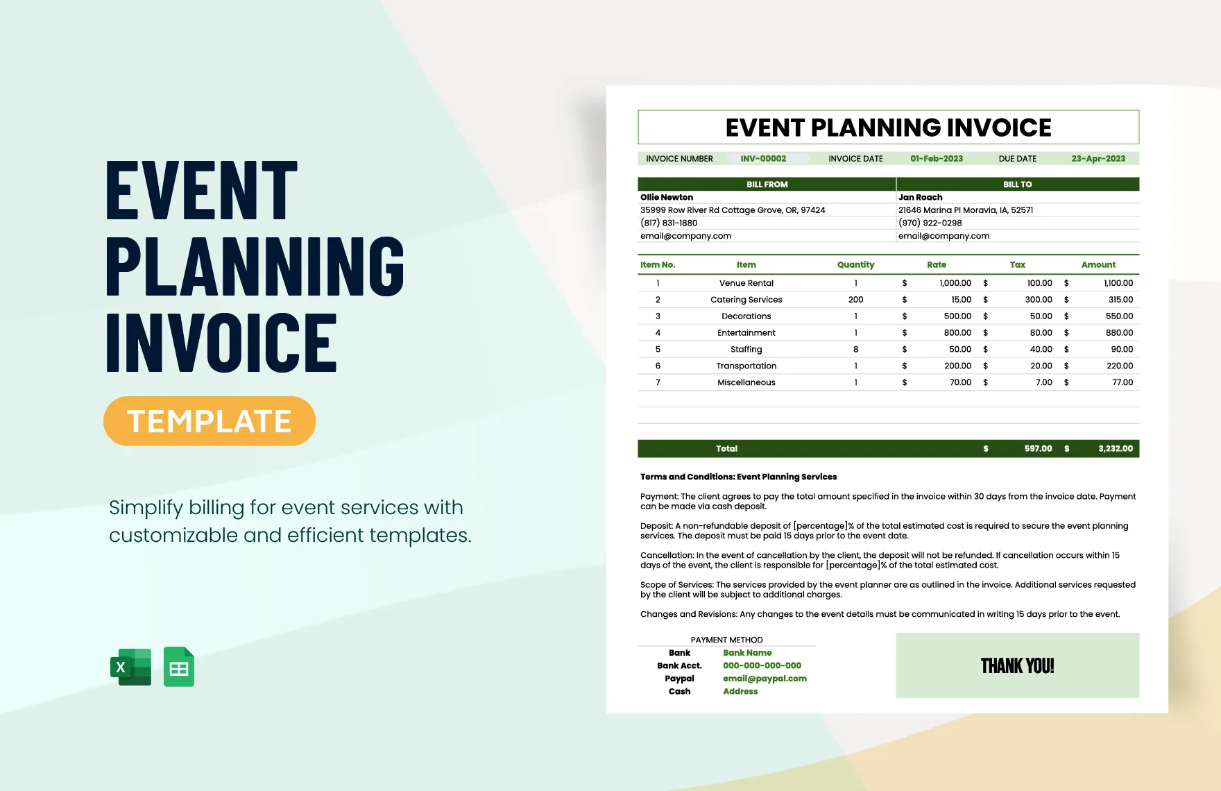 Event Planning Event Invoice Template event planning event invoice template