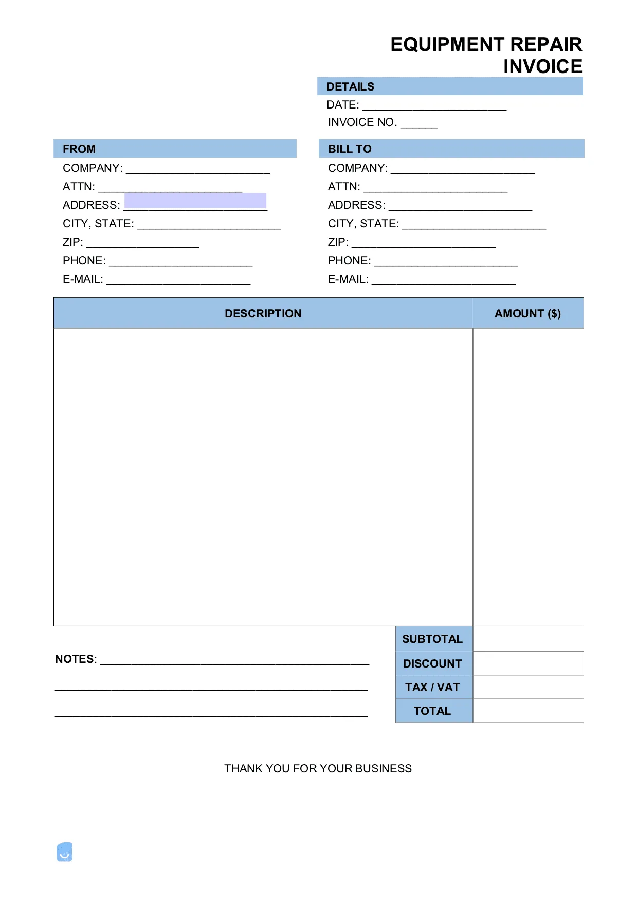 Farm Equipment Repair Invoice Template farm equipment repair invoice template