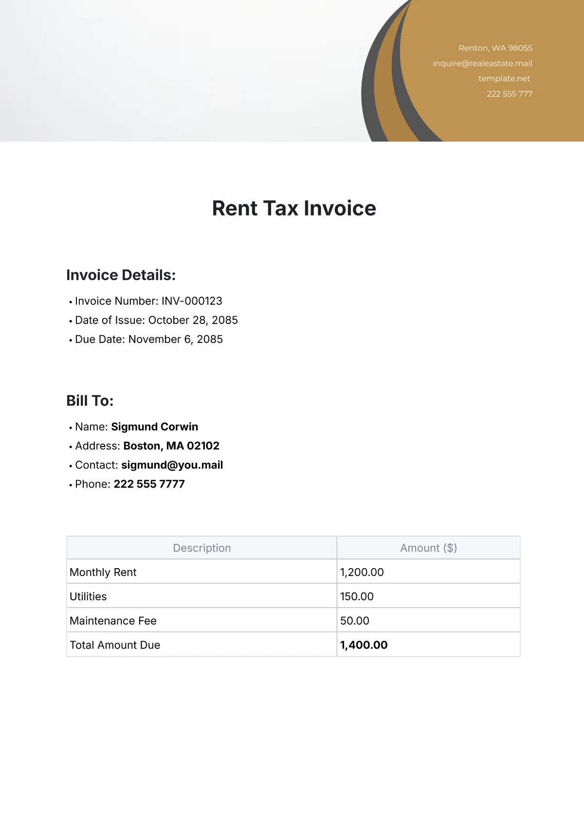 Itemized Deductions Rent Invoice Template itemized deductions rent invoice template