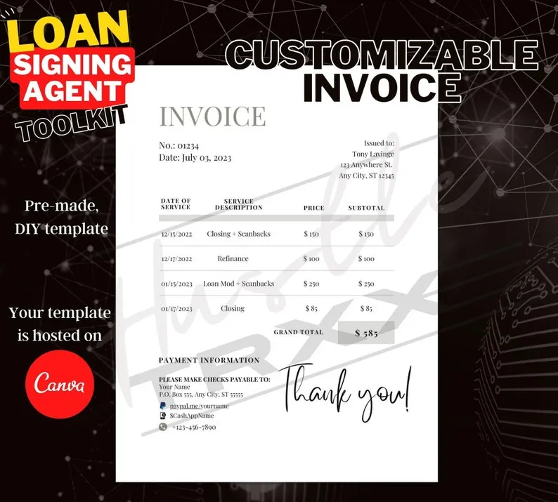 Loan Signing Agent Invoice Template loan signing agent invoice template