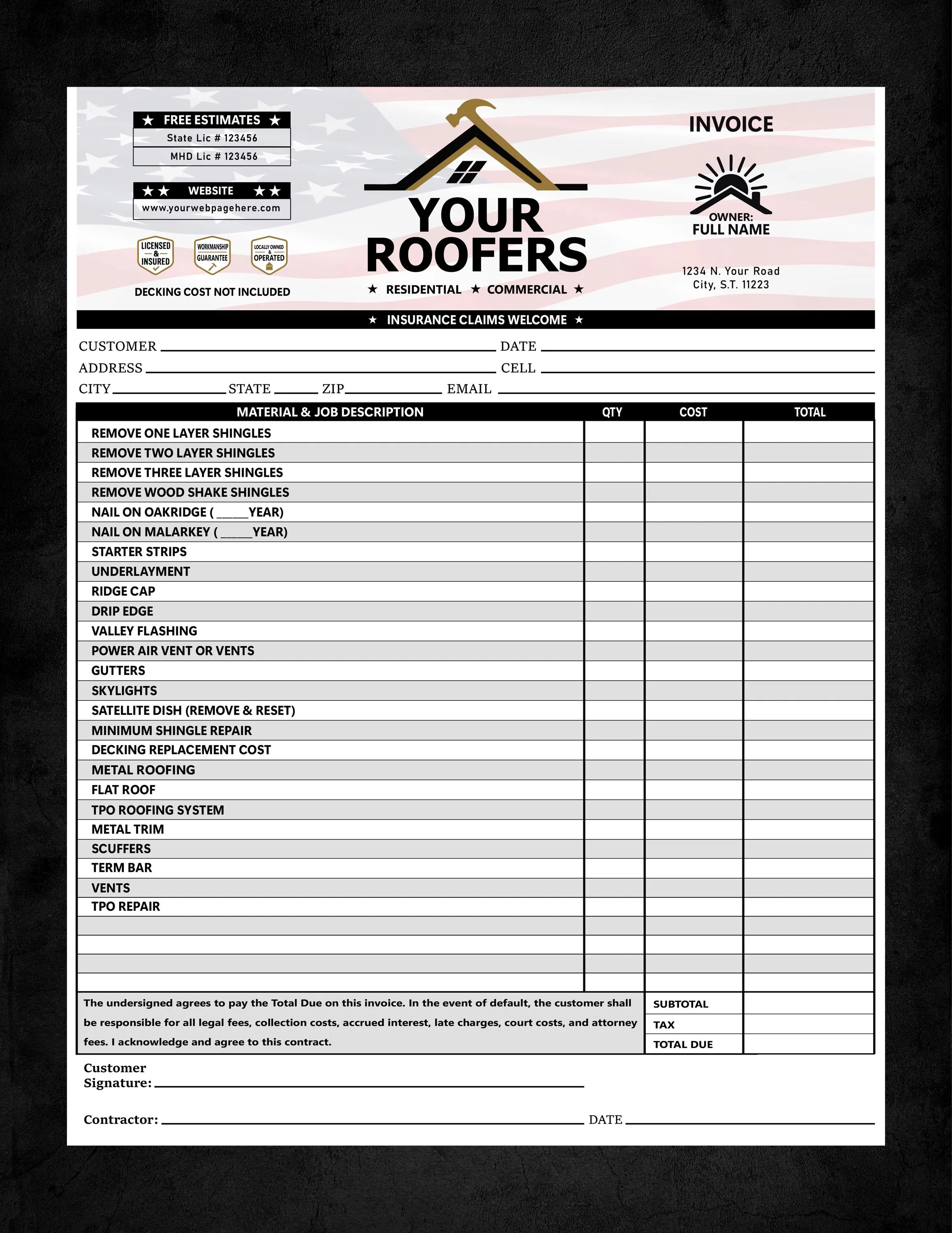 Metal Roofing Materials Invoice Template metal roofing materials invoice template