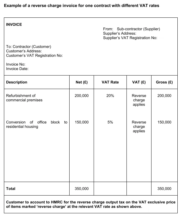 Reverse Charge Vat Invoice Template reverse charge vat invoice template