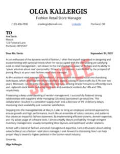 Cover Letter Template For Fashion Retail: Your Key to Standing Out