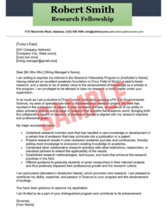 Cover Letter Template For Fellowship Application
