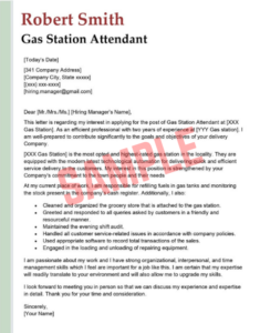 Cover Letter Template For Gas Station