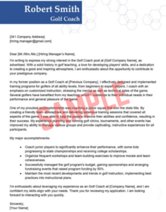 Cover Letter Template For Golf Course Cover Letter Template For Golf Course