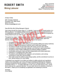 Cover Letter Template For Mining Job