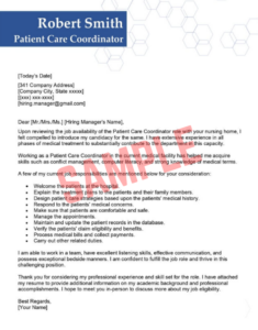 Cover Letter Template For Patient Care Coordinator