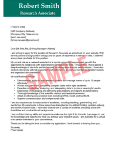 Cover Letter Template For Research Associate