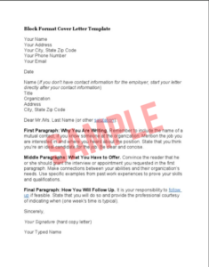 Block Format Cover Letter Template