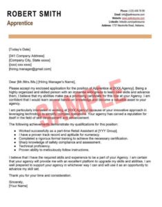 Cover Letter Template For Apprenticeship