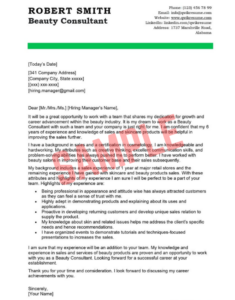 Cover Letter Template For Beauty Therapist