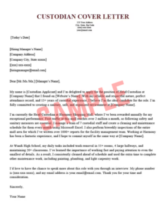 Cover Letter Template For Custodian Job