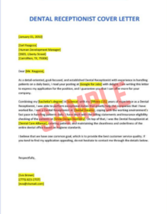 Cover Letter Template For Dental Receptionist
