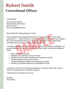 Cover Letter Template for Correctional Officer