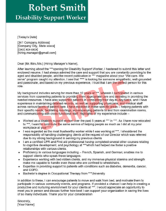 Cover Letter Template for Disability Support Worker