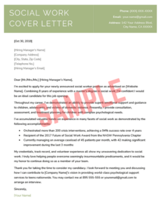 Social Services Cover Letter Template