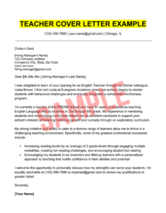 Teacher Application Cover Letter Template